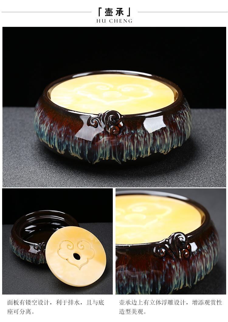 Ya xin kung fu tea set of a complete set of domestic up built red glaze, ceramic cups lid bowl with silver