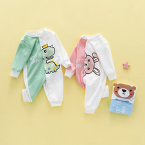 Baby one-piece spring and autumn pure cotton newborn romper climbing clothes newborn baby clothes autumn and winter bottoming pajamas