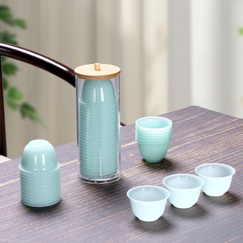 Emerald color disposable rice husk tea cup