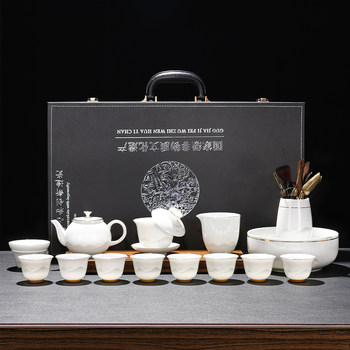 Kung Fu Tea Set 2025 New Model White Porcelain Teapot with Floating Lid, Tea Cup, High-End Light Luxury for Home Use, Dedicated for Tea Brewing
