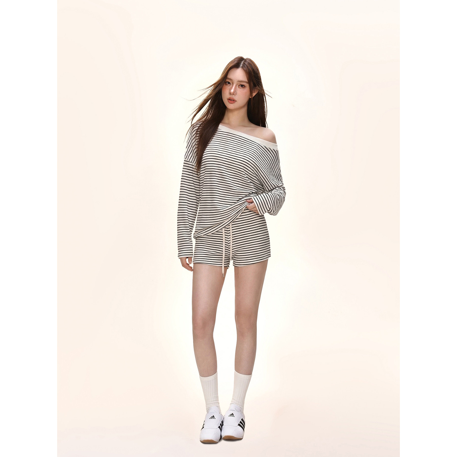 Long-sleeve, sleeves, set, American style, drawstring