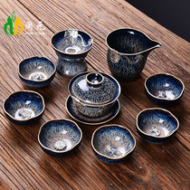 Minyuan Jingdezhen kung fu tea set ceramic teapot tea cup 6 people set tea set silver kiln tea set