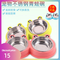 Double Pet Bowls Dogs Food Water Feeder Drinking Dish Cats Bowl