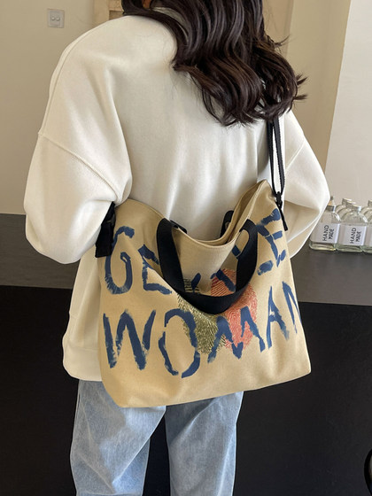Canvas Bag for Women 2026 New Fashion Large Capacity Shoulder Crossbody Bag Versatile for Work and Commuting Tote Bag