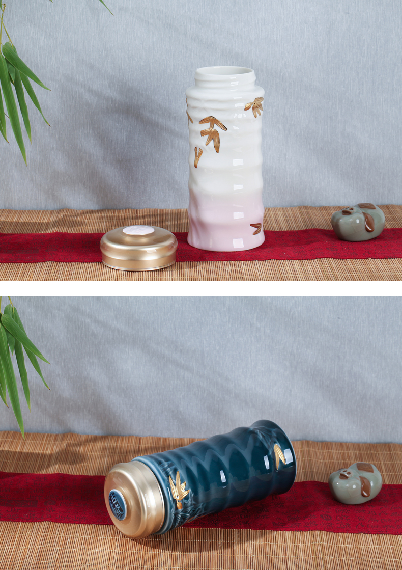 Do Tang Xuan porcelain cup bamboo double gold cup powder with gradients of gold cup spot glass cup