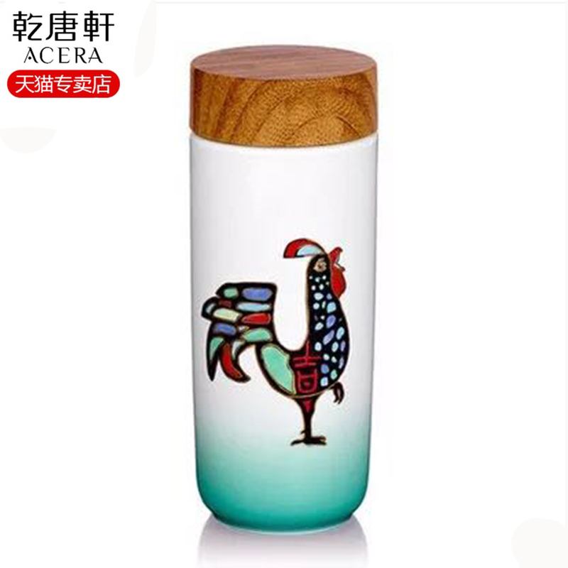 Do Tang Xuan porcelain cup golden annunciation double - layer cup with portable cup with cover glass