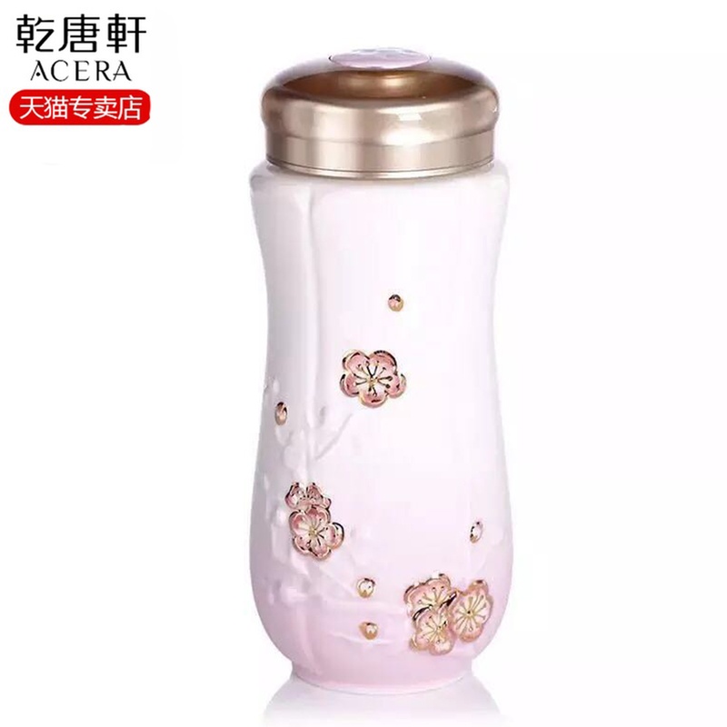 Do Tang Xuan porcelain cup hong mei harbinger double portable cup with white color + + gold with cover cup originality