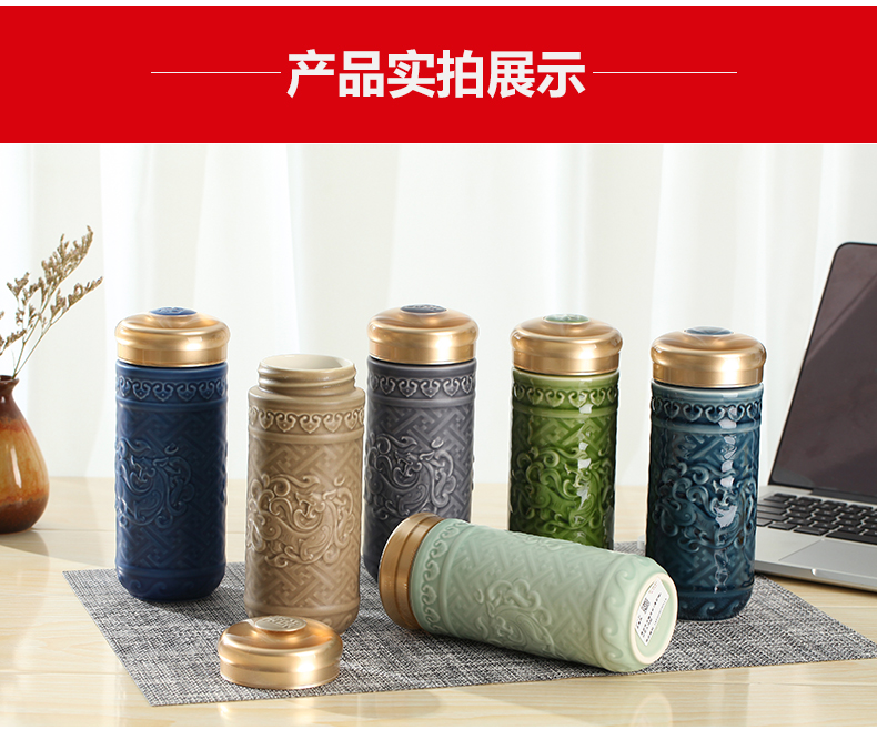 Do Tang Xuan porcelain cup 350 ml ShengShiXiang double dragon with ceramic keller cup water in a cup
