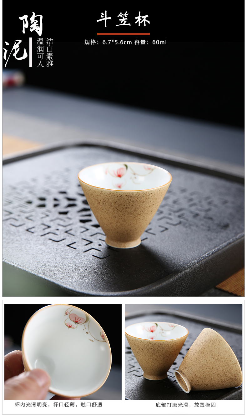 Dehua kung fu tea set suit household contracted 6 only hand - made ceramic cup lid bowl of tea set