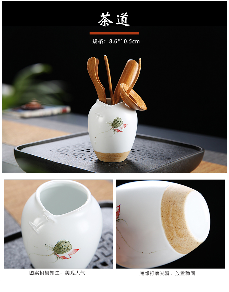 Dehua kung fu tea set suit household contracted 6 only hand - made ceramic cup lid bowl of tea set