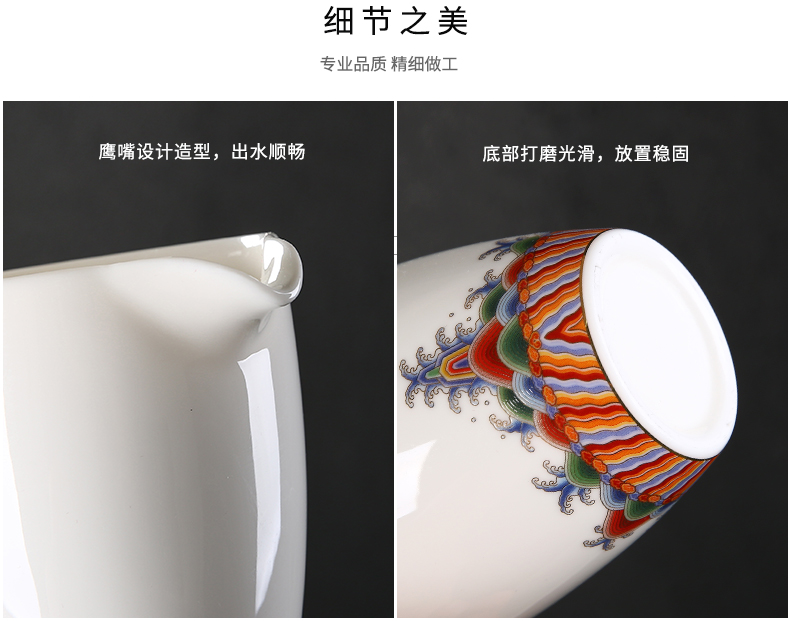 Dehua white porcelain kung fu tea set suit household contracted suet jade porcelain lid bowl of high - grade tea set with a gift