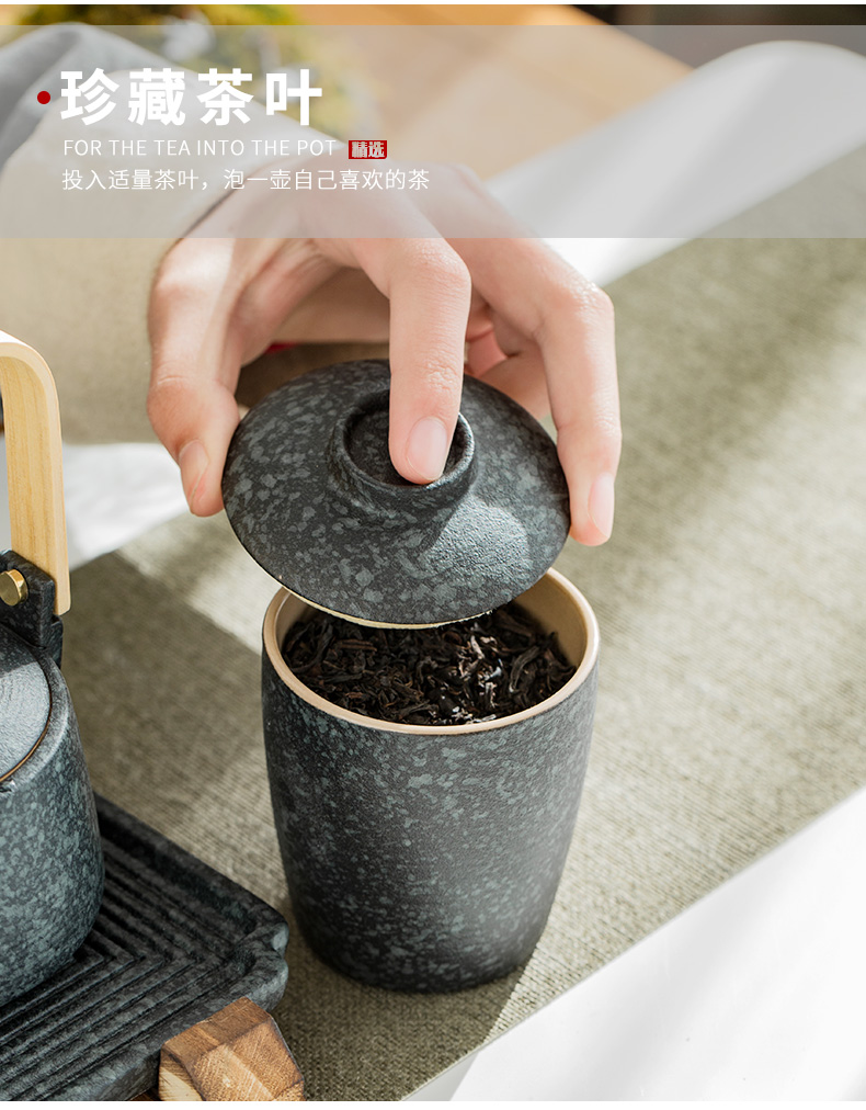 To the as porcelain and moving Japanese kung fu tea set suit household contracted coarse pottery plate girder pot a pot of four cups of dry mercifully customization