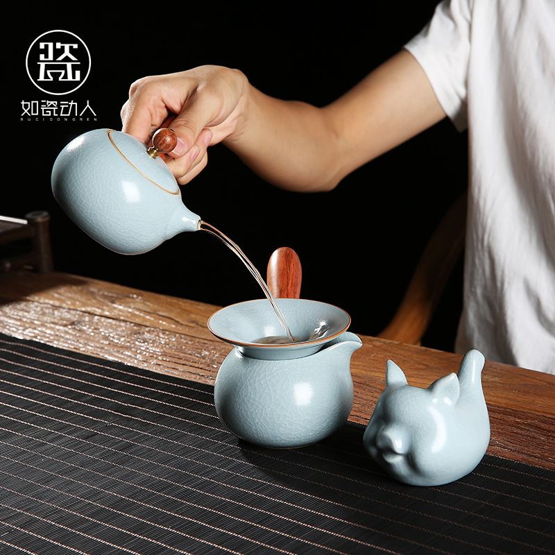 Your up kung fu tea set suit household contracted office of restoring ancient ways Your porcelain ice cracked lid to use for