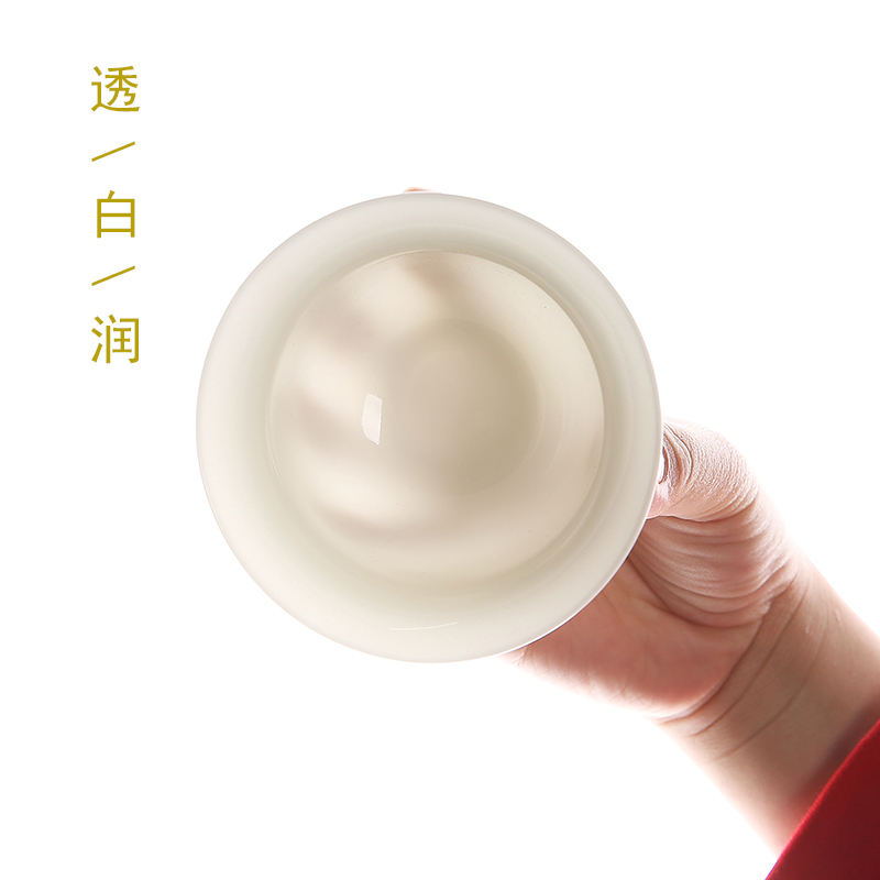 Suet white jade tureen ceramic cups household teapot tea bowl tureen dehua white porcelain and three cups