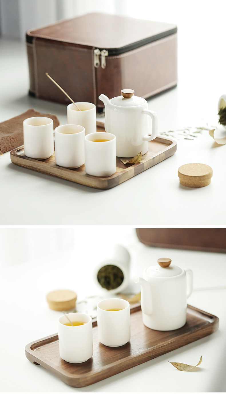 Travel tea set contracted a pot of two cups of suet jade porcelain teapot teacup portable is suing kung fu tea custom