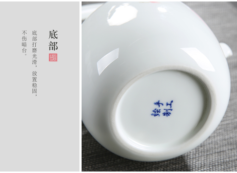 Hand made white porcelain tea set ceramic teapot large girder of blue and white porcelain pot of belt filter household cool tea set the kettle