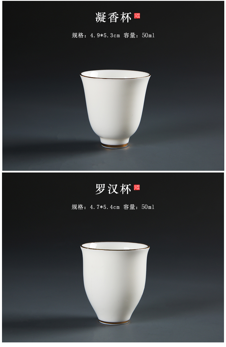 Suet jade porcelain kung fu tea set suit household custom cups of tea desk tray dehua white porcelain tureen teapot gift boxes