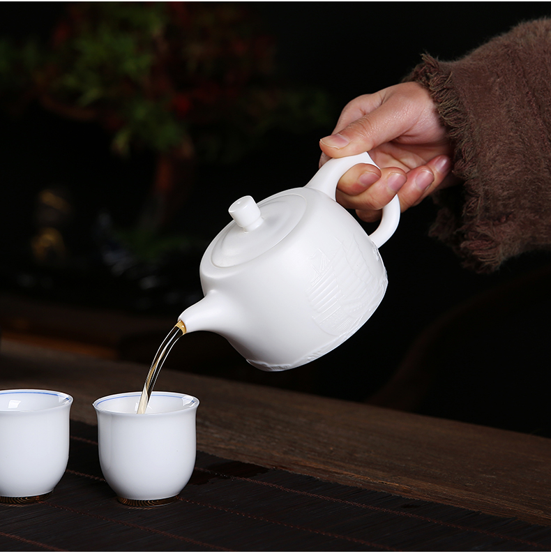 De - gen Chen master manual dehua suet jade porcelain teapot kung fu tea kettle ball hole, xi shi single pot pot