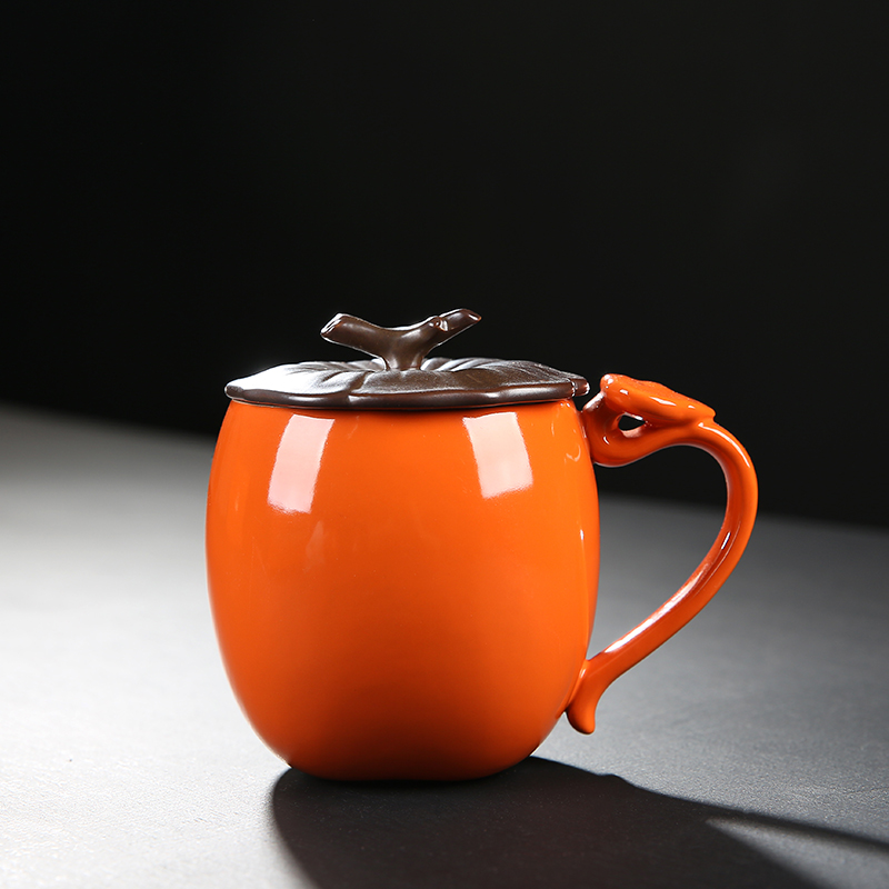 Persimmon Persimmon ruyi high - capacity mugs ceramic filtering office tea cups with cover cups of tea cups