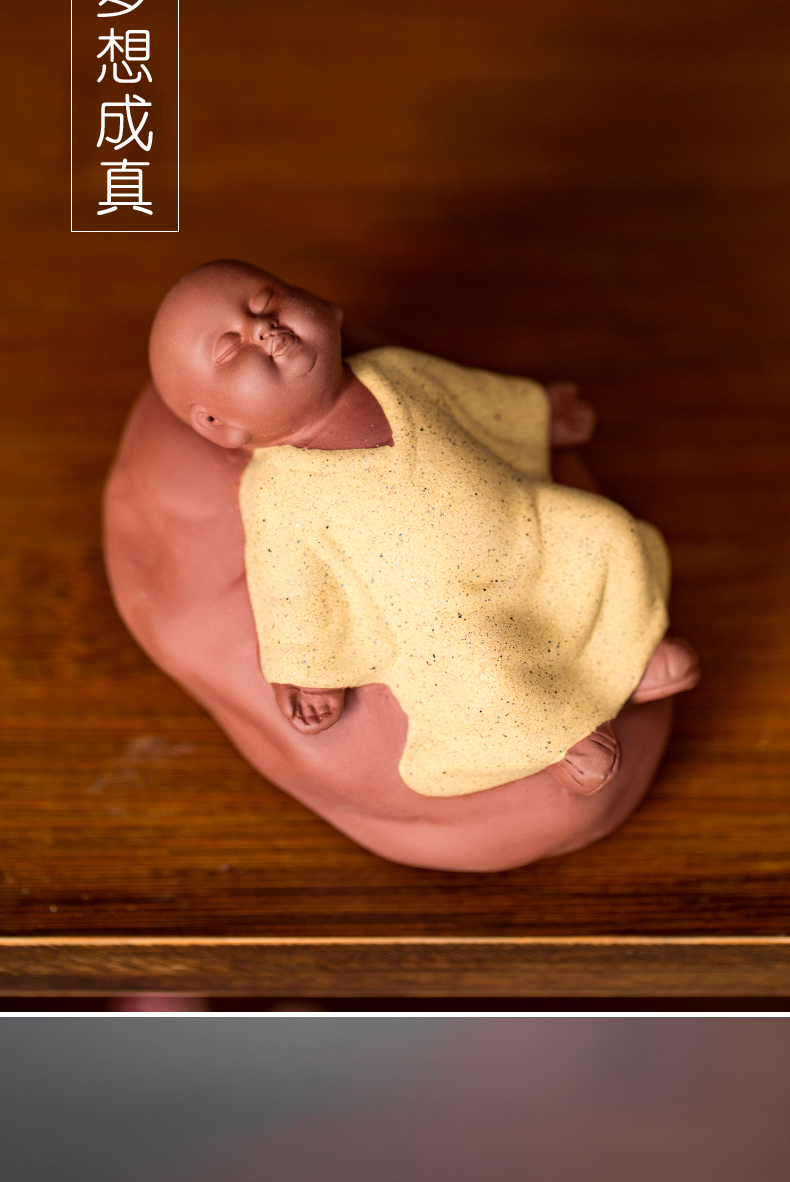 Purple sand tea pet zen kung fu tea accessories small little novice monk monk tea spoil the color sand ceramic tea tea furnishing articles