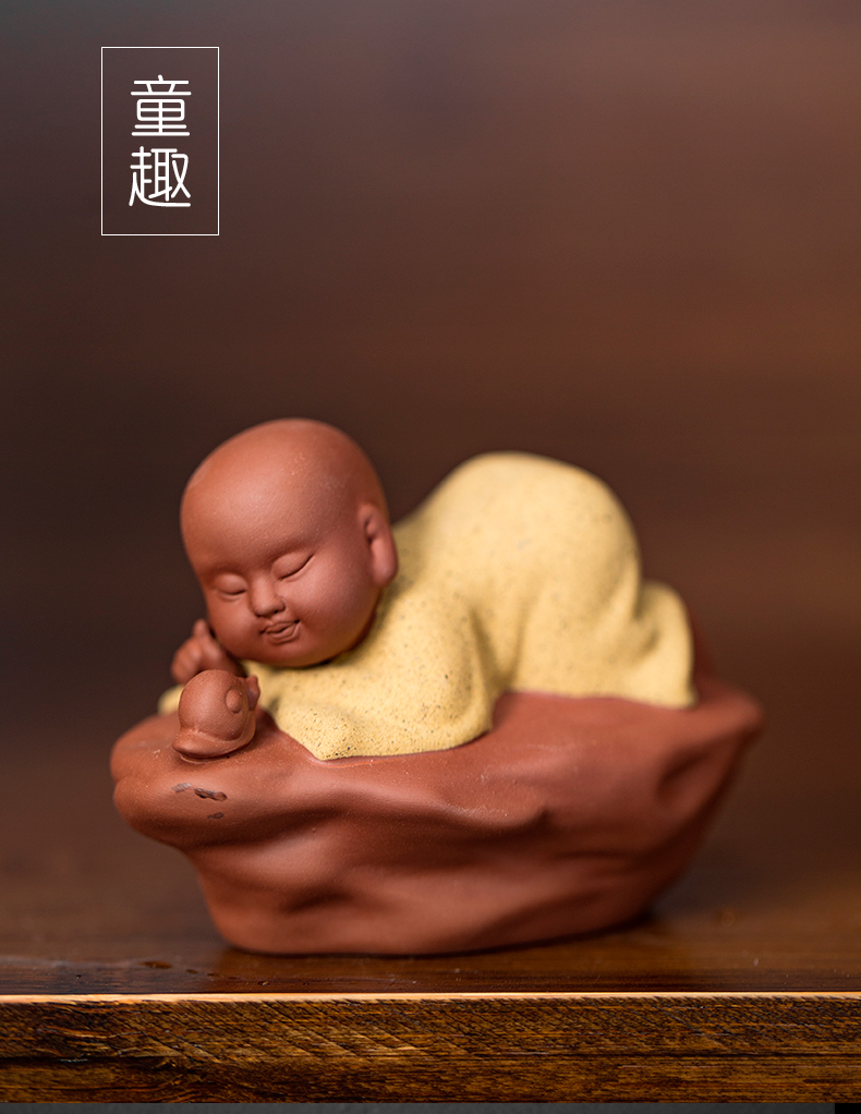 Purple sand tea pet zen kung fu tea accessories small little novice monk monk tea spoil the color sand ceramic tea tea furnishing articles