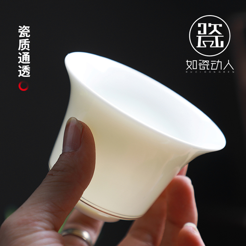 To the as porcelain and moving dehua white porcelain kung fu tea set household contracted suet jade porcelain tureen customize a complete set of tea cups
