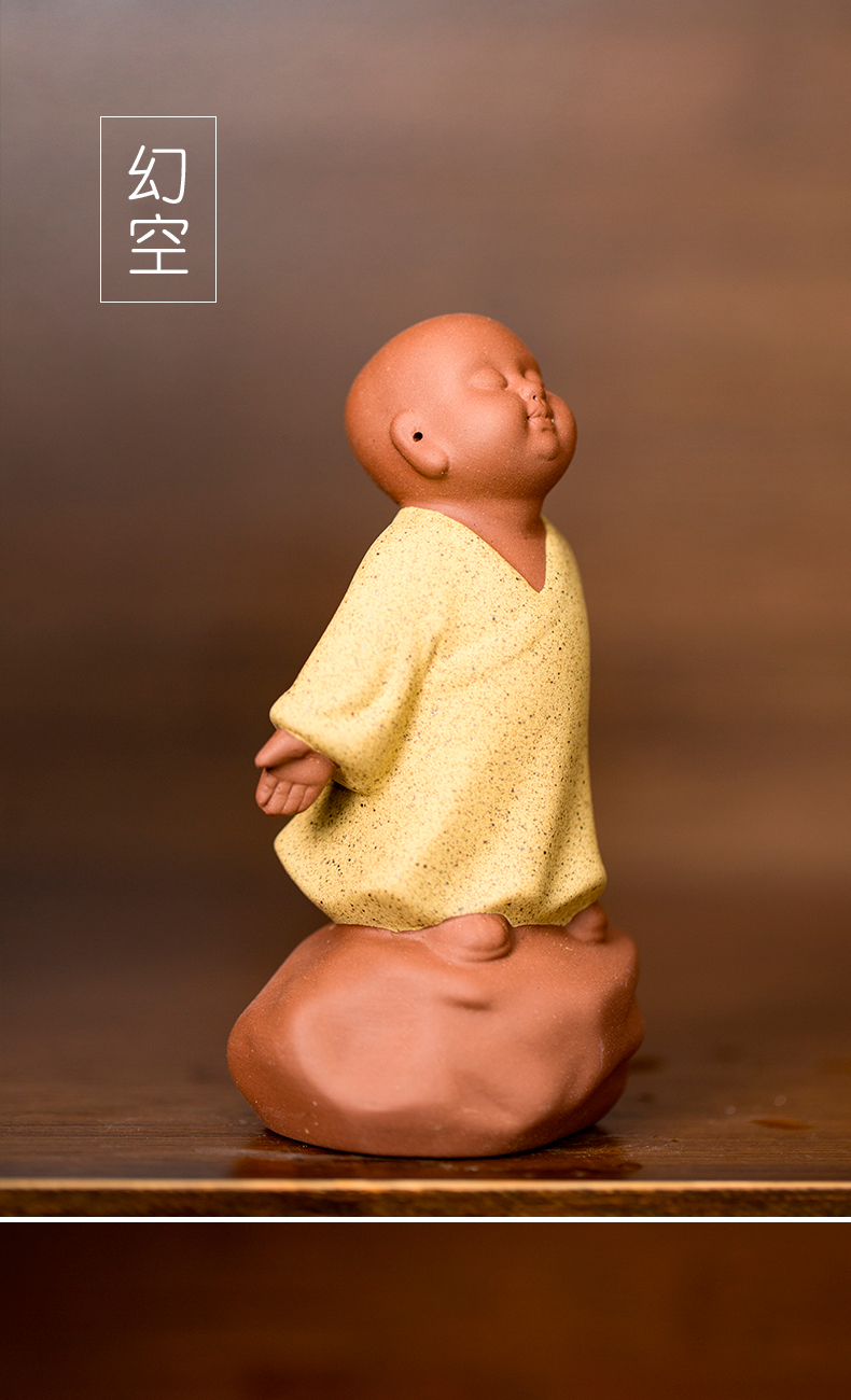 Purple sand tea pet zen kung fu tea accessories small little novice monk monk tea spoil the color sand ceramic tea tea furnishing articles