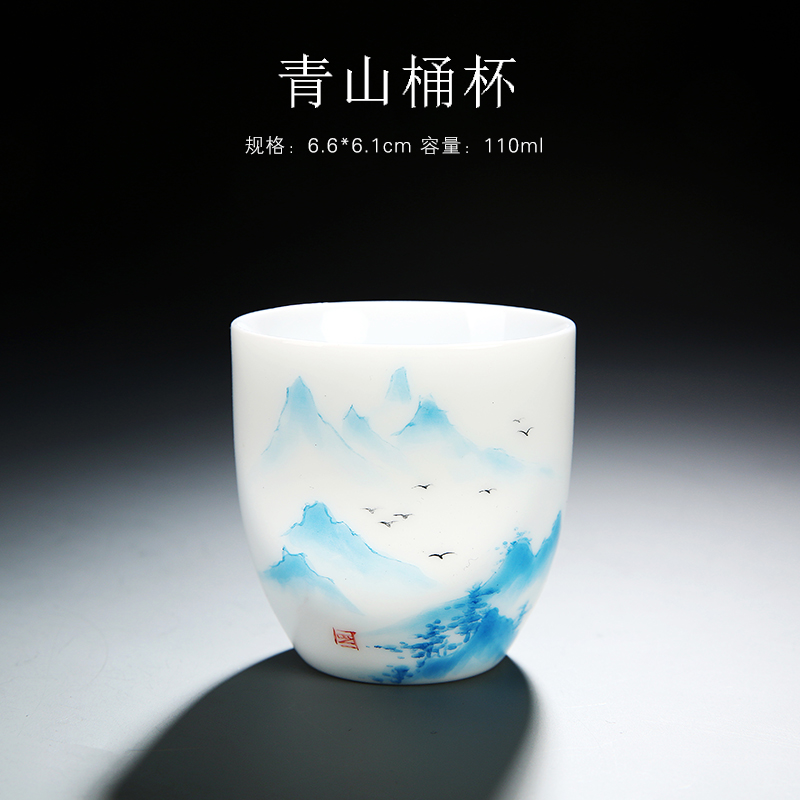 Hand - made ceramic masters cup jade porcelain cups kung fu tea cup single cup of tea light manual personal pu - erh tea sample tea cup