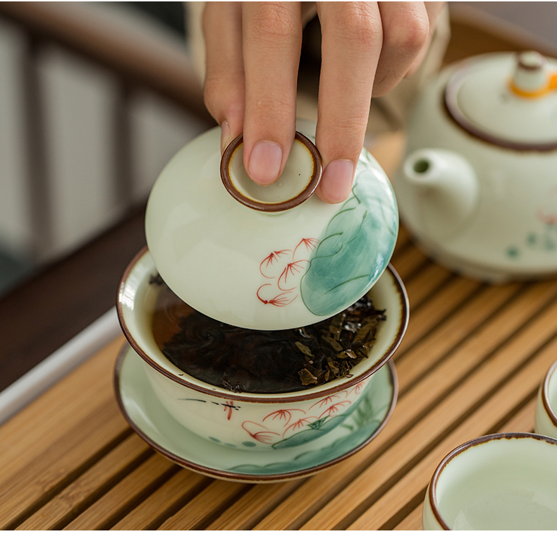 Japanese tea set suit household contracted and I small sets of kung fu tea tray hand - made ceramic teapot teacup tureen sitting room