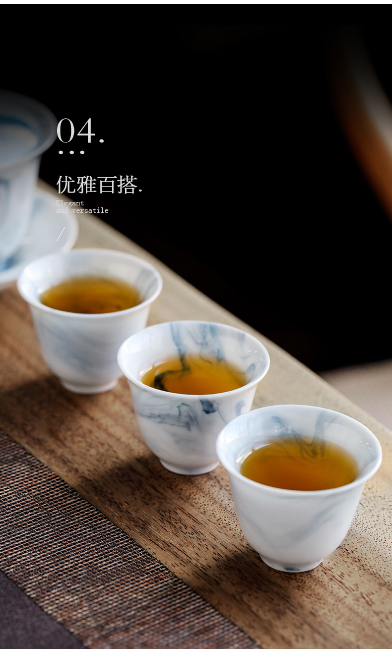 Japanese tea set suit household contracted ink zen wind kung fu tea set ceramic cups tureen gift customization