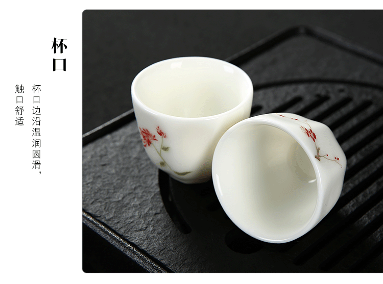 Dehua white porcelain hand - made ceramic cups masters cup kung fu tea tea cup, suet white jade individual sample tea cup