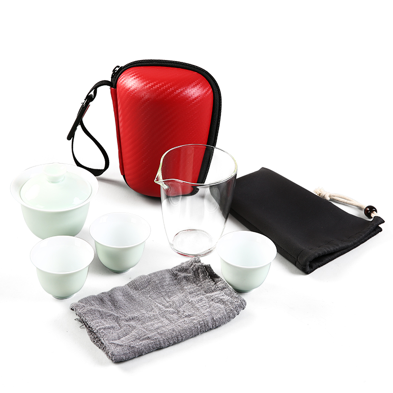 Travel tea set suit portable package crack cup a pot of two glass ceramic is suing tourism kung fu tea set custom LOGO