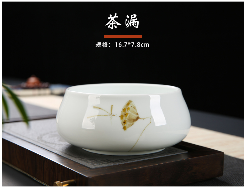 Dehua hand - made kung fu tea sets tea cup simple household ceramic white porcelain lid bowl of a complete set of tea sets