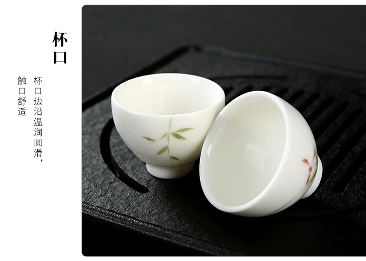 Dehua white porcelain hand - made ceramic cups masters cup kung fu tea tea cup, suet white jade individual sample tea cup