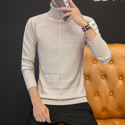 男士高领毛衣青年内搭针织衫搭配外套风衣呢大