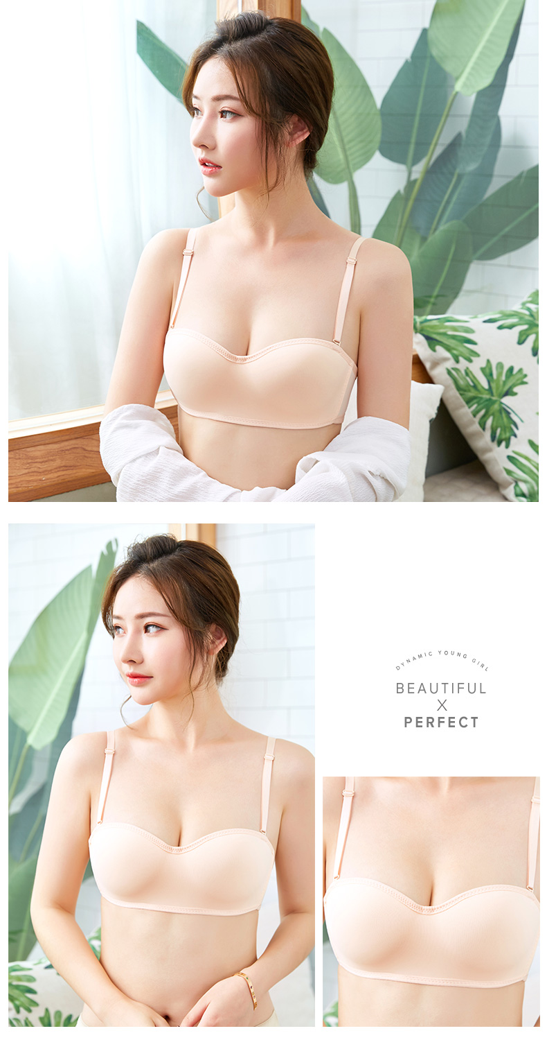 Bảo tàng sợi Vô hình Bra Sexy Dàn nửa Cup Đồ lót Phụ nữ Không Vòng thép Áo cưới mỏng Trượt ống Top đồ lót nữ hàng hiệu
