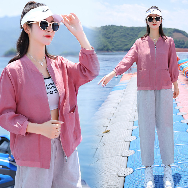 Short sunscreen woman 2022 Summer new anti-UV breathable ultra-thin long sleeve cardiovert jacket sunscreen