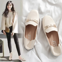 Single shoes womens flat shoes 2022 new small leather shoes autumn niche loafers all-match beanie shoes Ins tide