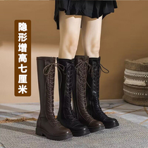 Inner heightening thick-legged boots 2022 new autumn and winter large-tube circumference boots small tall knight boots