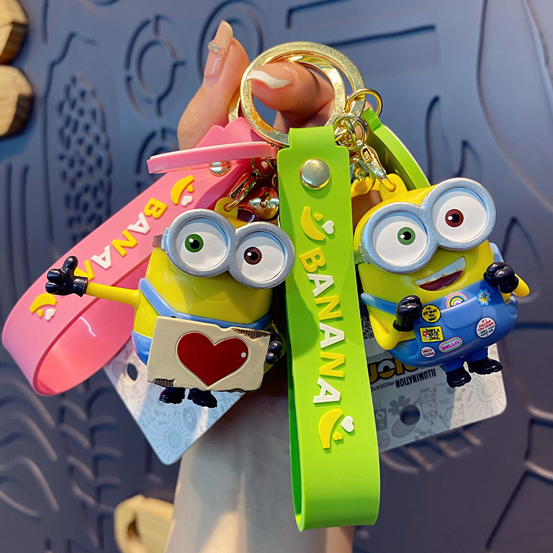 Authentic Bob Minions Despicable Me Doll Car Keychain Pendant Exquisite Backpack Decoration for Boys and Girls
