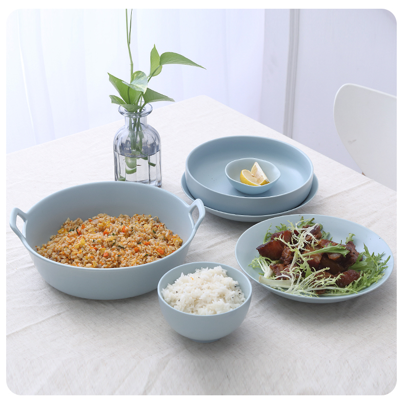 Ceramic dishes suit 4 people contracted 2 eat bowl chopsticks Nordic style tableware web celebrity ins sweethearts bowl dish