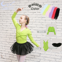 Mandance Green Birds Children Dance Costumes Spring Autumn Suit Long Sleeves Young Children Practice Conjoined to Serve Ballet Dresses