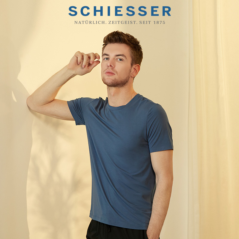 Schiesser Men's Modal Silk 3A Antibacterial Round Neck Underwear Short Sleeve Top T-Shirt Schiesser Men's Modal Silk 3A Antibacterial Round Neck Underwear Short Sleeve Top T-Shirt