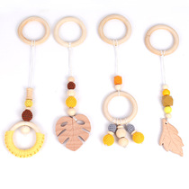 New hair line Pearl baby room decoration pendant beech wood grinding tooth cotton fabric woven wood ring tooth rubber pendant toy