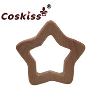 Baby Beech Wood Grindle 5 Stars Flower Appeasement Pacifier Chain Necklace Childrens Toy Bites Letooth Gum