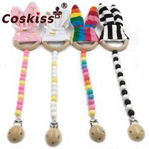 Food Grade Beech Wood Baby Grinders Bracelet Rabbit Ears Wood Ring Dental Ring Children Toy Baby Teeth Gum