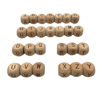 12mm woolen solid wood beech wood English letter wood beads handmade Diy lacquer art painted matching material
