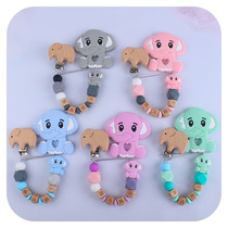 New Beech Wood Elephant Pacifier Beech Baby Alphabet Baby customizable name Elephant Silicone Tooth gum Tooth Toy
