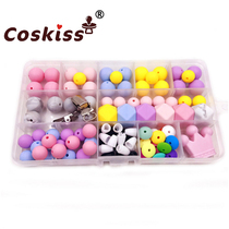Coskiss baby tooth gum molars silicone beads material package bite rubber pacifier chain custom set