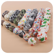 12mm Christmas printed colour printed silicone beads DIY ornaments baby pacifier bracelet rubber hand ring small accessories